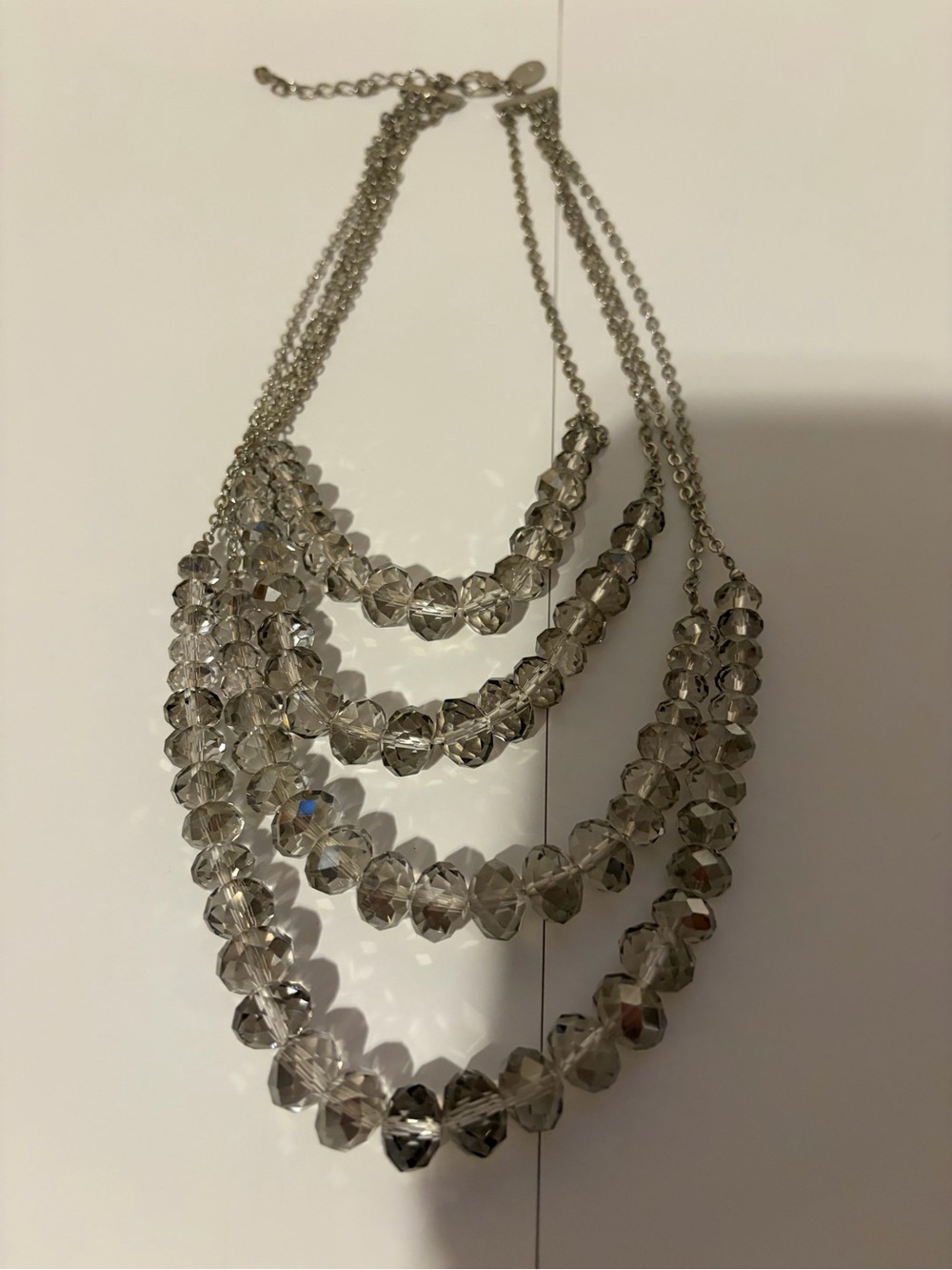 White House Black Market Multi-Strand Clear Crystal & Silver Necklace
